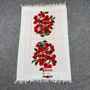 Vintage Town House Kitchen Terry Towel Cherry Polka Dot Fringed MCM 50s USA